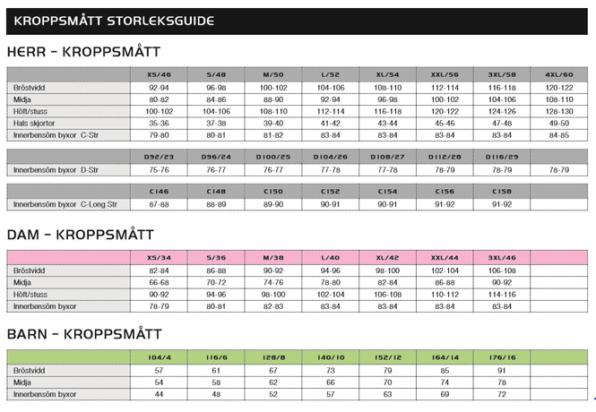 Hovedbilde PINEWOOD STØRRELSER